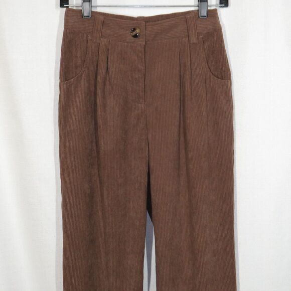 Halara Acorn Brown Corduroy Pleated Zip Up Pants With Pockets Size XS - Picture 6 of 9